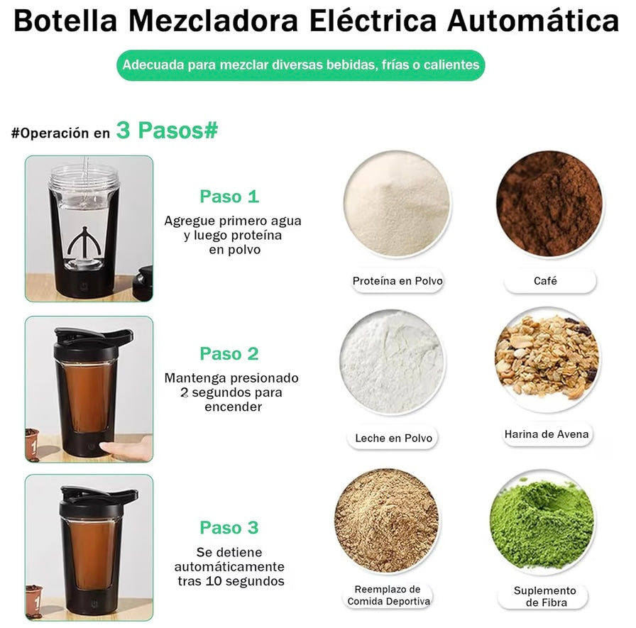 Botella Mezcladora Eléctrica Recargable USB