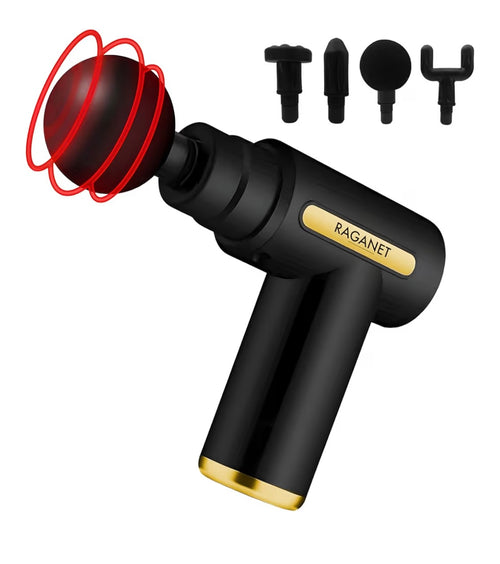 Pistola masajeadora con 4 cabezas