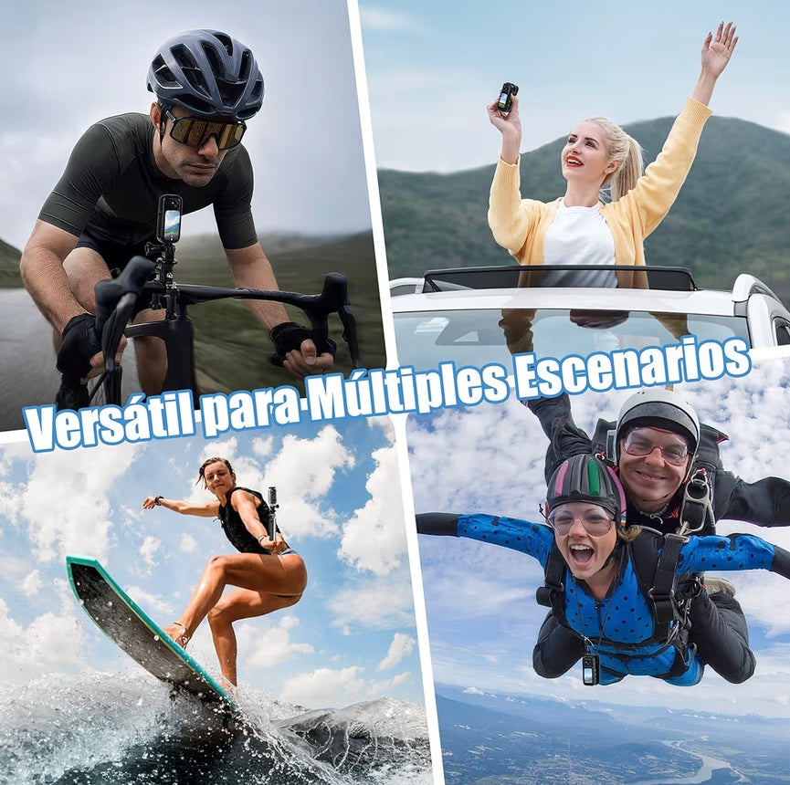 Cámara de Acción 360°con Pantalla Visible,Resistente al agua.