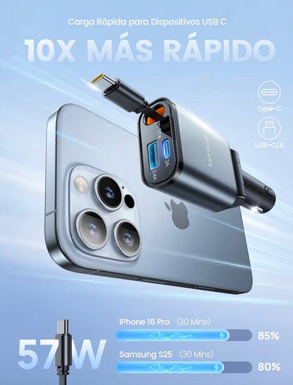 Retráctil cargador para auto