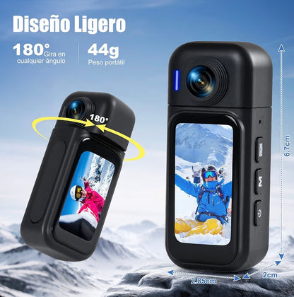 Cámara de Acción 360°con Pantalla Visible,Resistente al agua.