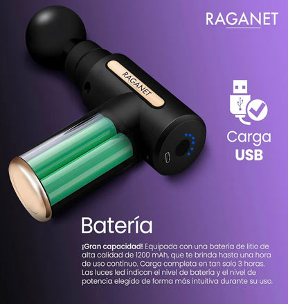 Pistola masajeadora con 4 cabezas