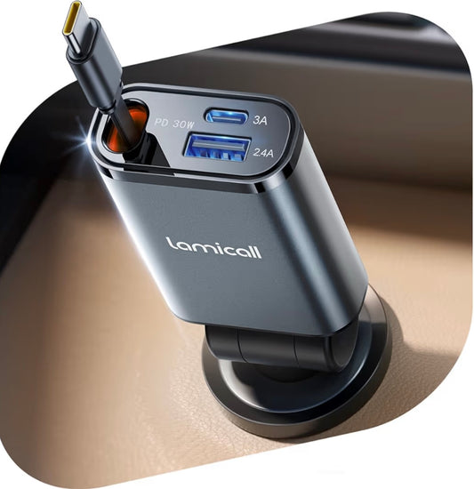 Retráctil cargador para auto