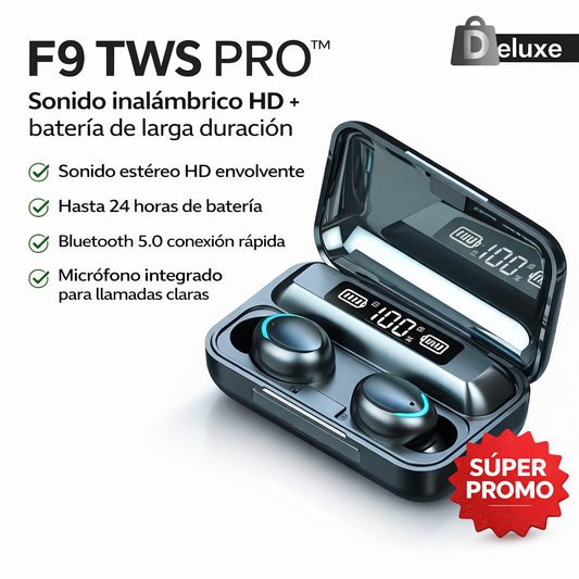 F9 TWS PRO™ – Sonido inalámbrico HD + batería larga duración | 60% OFF por tiempo limitado