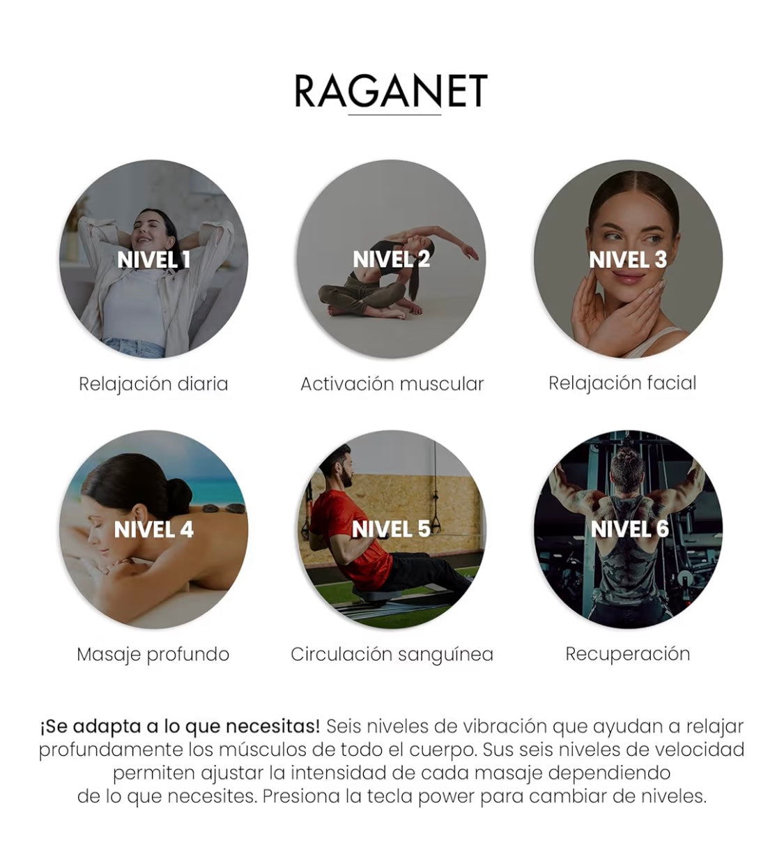 Pistola masajeadora con 4 cabezas