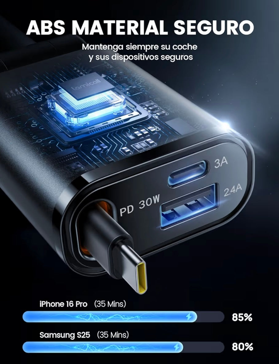 Retráctil cargador para auto