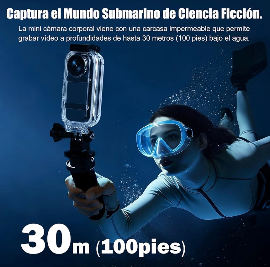 Cámara de Acción 360°con Pantalla Visible,Resistente al agua.