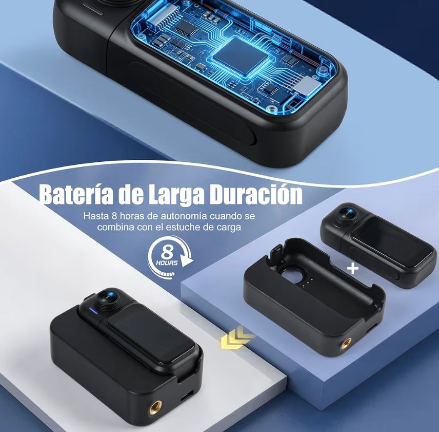 Cámara de Acción 360°con Pantalla Visible,Resistente al agua.