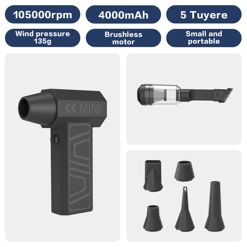 X3S 130000RPM Turbo Jet Fan Compressed Air Duster Cordless Handheld Air Blower for Car Dryer PC Keyboard Home Cleaning
