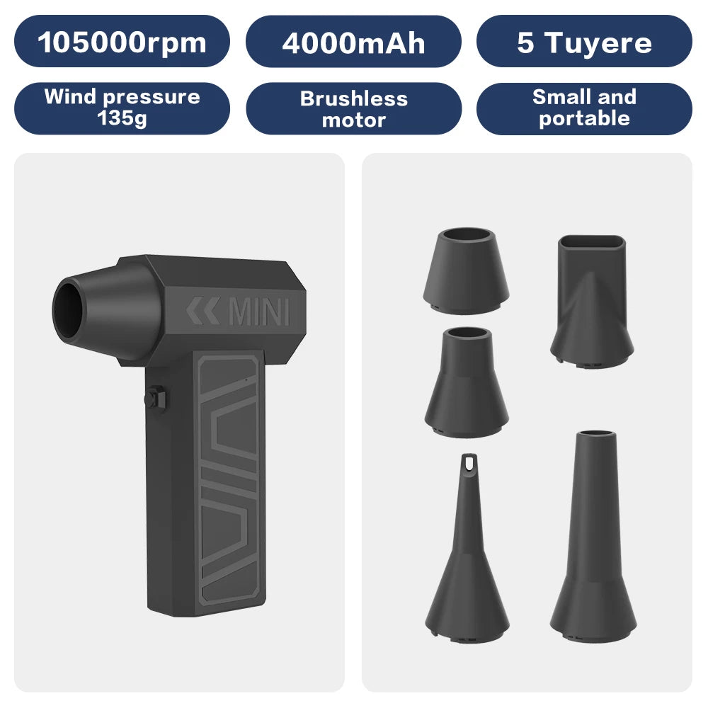 X3S 130000RPM Turbo Jet Fan Compressed Air Duster Cordless Handheld Air Blower for Car Dryer PC Keyboard Home Cleaning