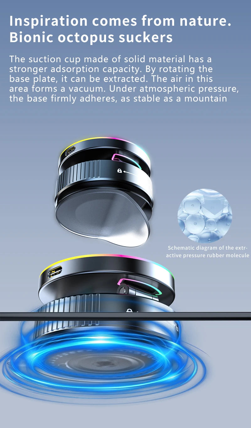 Vacuum Magnetic Wireless Charging Car Phone Holder with Cooling Fan for Live Streaming Suction Cup Mount for All Cars Accessorie