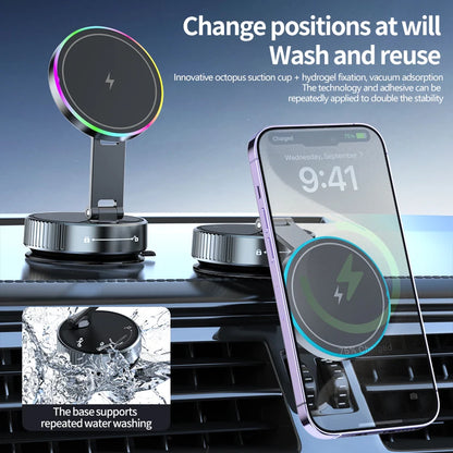 Vacuum Magnetic Wireless Charging Car Phone Holder with Cooling Fan for Live Streaming Suction Cup Mount for All Cars Accessorie