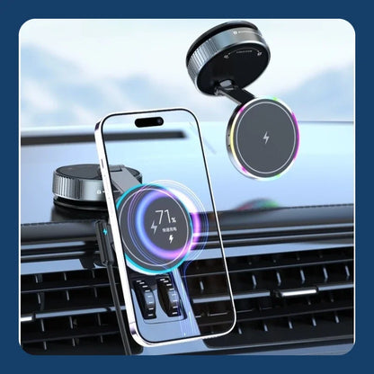 Vacuum Magnetic Wireless Charging Car Phone Holder with Cooling Fan for Live Streaming Suction Cup Mount for All Cars Accessorie
