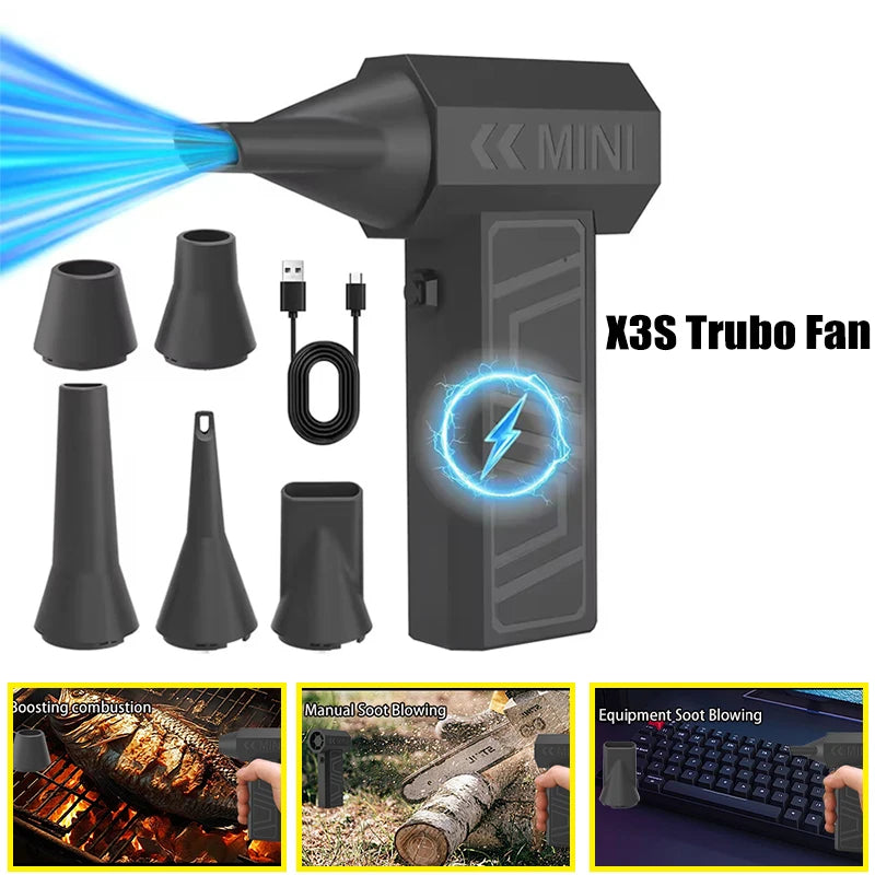 X3S 130000RPM Turbo Jet Fan Compressed Air Duster Cordless Handheld Air Blower for Car Dryer PC Keyboard Home Cleaning