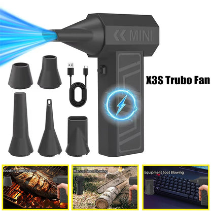 X3S 130000RPM Turbo Jet Fan Compressed Air Duster Cordless Handheld Air Blower for Car Dryer PC Keyboard Home Cleaning